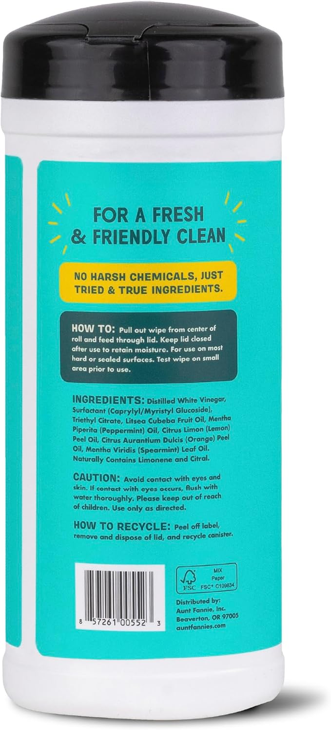 Aunt Fannie's Bundle: Floor Cleaner Vinegar Wash (Bright Lemon) + Vinegar Cleaning Wipes (Bright Lemon)