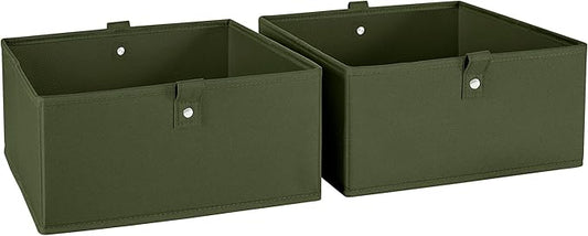 RiverRidge Kids 2pc Folding Storage Bins Set - 10.5” Bin Organizer with Handles - Olive Closet Organizer and Storage for Toys, Games, Shoes - Foldable Cube Storage Organizer Bins for Playroom, Nursery