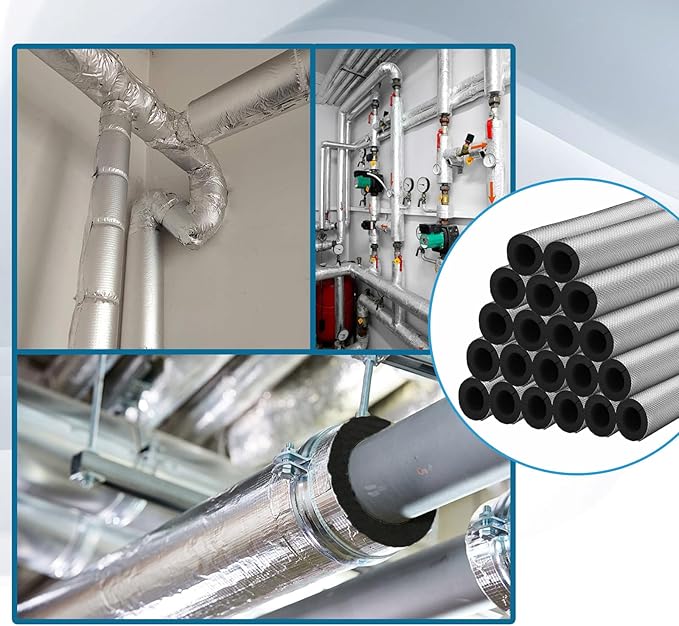 20 Pack 1-1/4 Inch Pipe Insulation Foam Tube Self Adhesive Foam Pipe Covers Insulation Wrap for Spigot Winter Outside Pipes Sprinkler Water Heater Pipes Freeze Protection