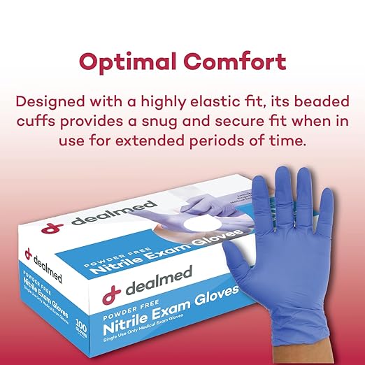 Dealmed Nitrile Exam Gloves – 90 Count X-Large (Pack of 4) Disposable, Non-Irritating, Latex Free, Multi-Purpose for First Aid Kit, Medical Facilities & More