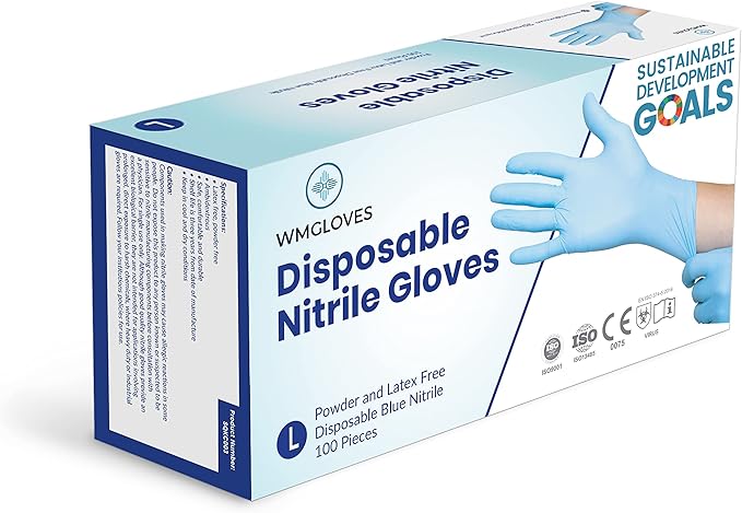 Disposable Nitrile -Small- Powder Free, Rubber Latex Free, Non Sterile- Soft with Textured Tips -Blue-Small