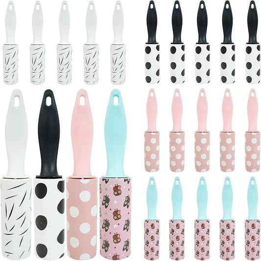 20Pcs Mini Lint Roller Travel Size, Mini Lint Roller for Purse, Portable Lint Rollers for Pet Clothes Travel Lint Bursh Rollers, Cat Hair Extra Sticky Clothes Removal Tool for Bags Furniture 5.9×1.1In