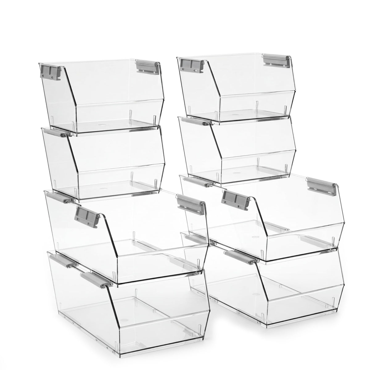 HOMESTEAD Set of 8 Stackable Storage Bins, 4 Large + 4 - Image 1