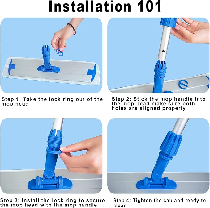 Mr. Towels Premium Microfiber Floor Mop + 2 Reusable 18" Washable Mop Pads. 360 Rotating Aluminum Extended Handle, Adjustable 33" - 60". The Perfect Solution as Tile, Laminate, Hardwood Floor Cleaner