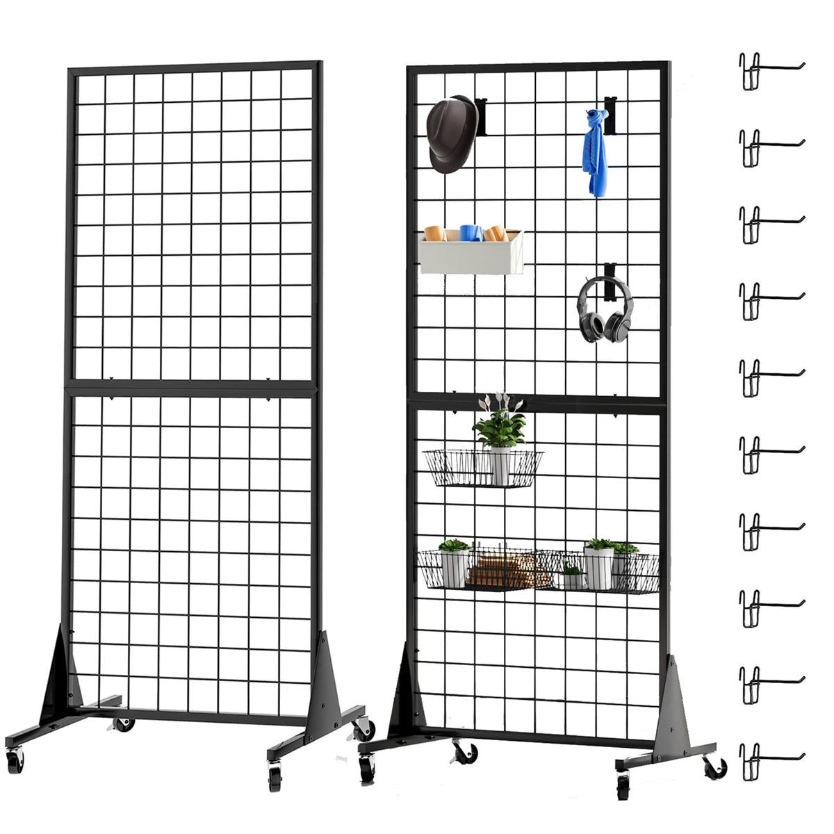 2- Packs 2' x 5.5' Grid Wall Panels Standing Wire Grid, Display - Image 1