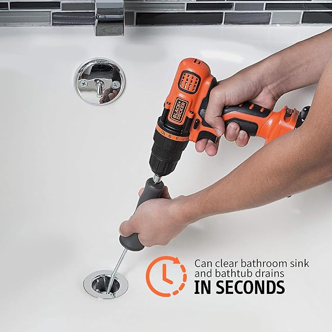 Reusable Sink Snake Clog Remover Tool that Attaches To Any Drill, Bathroom Bathtub Drain Cleaner Auger, Hair Catcher Drain Snake, 36 Inches Long, Stainless Steel, 1 Pack