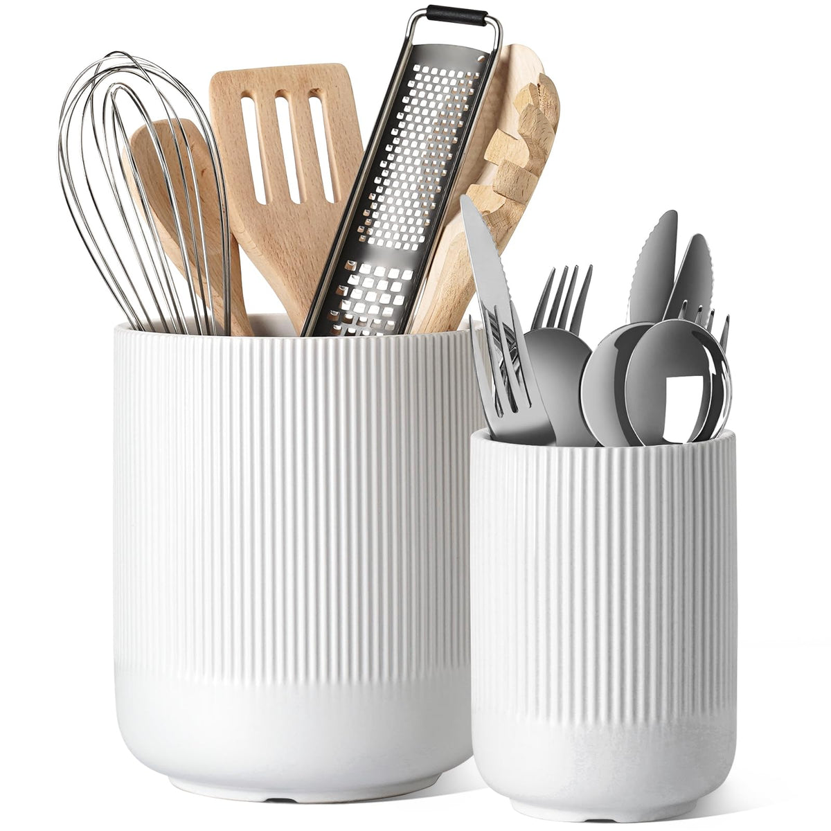 LE TAUCI Ceramic Kitchen Utensil Holder for Counter, 7.3/5.4" - Image 1