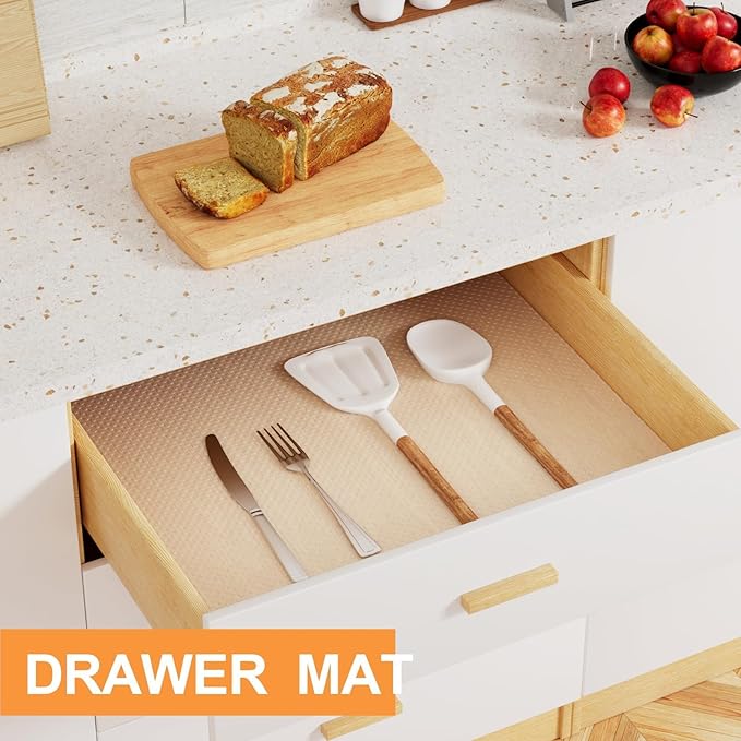 FLPMIX Clear Cabinet Shelf Liner: 23" x 300" Waterproof Kitchen Under Sink Mat - Easy to Cut Translucent Large Cupboard Drawer Liner for Pantry Shelves Bathroom