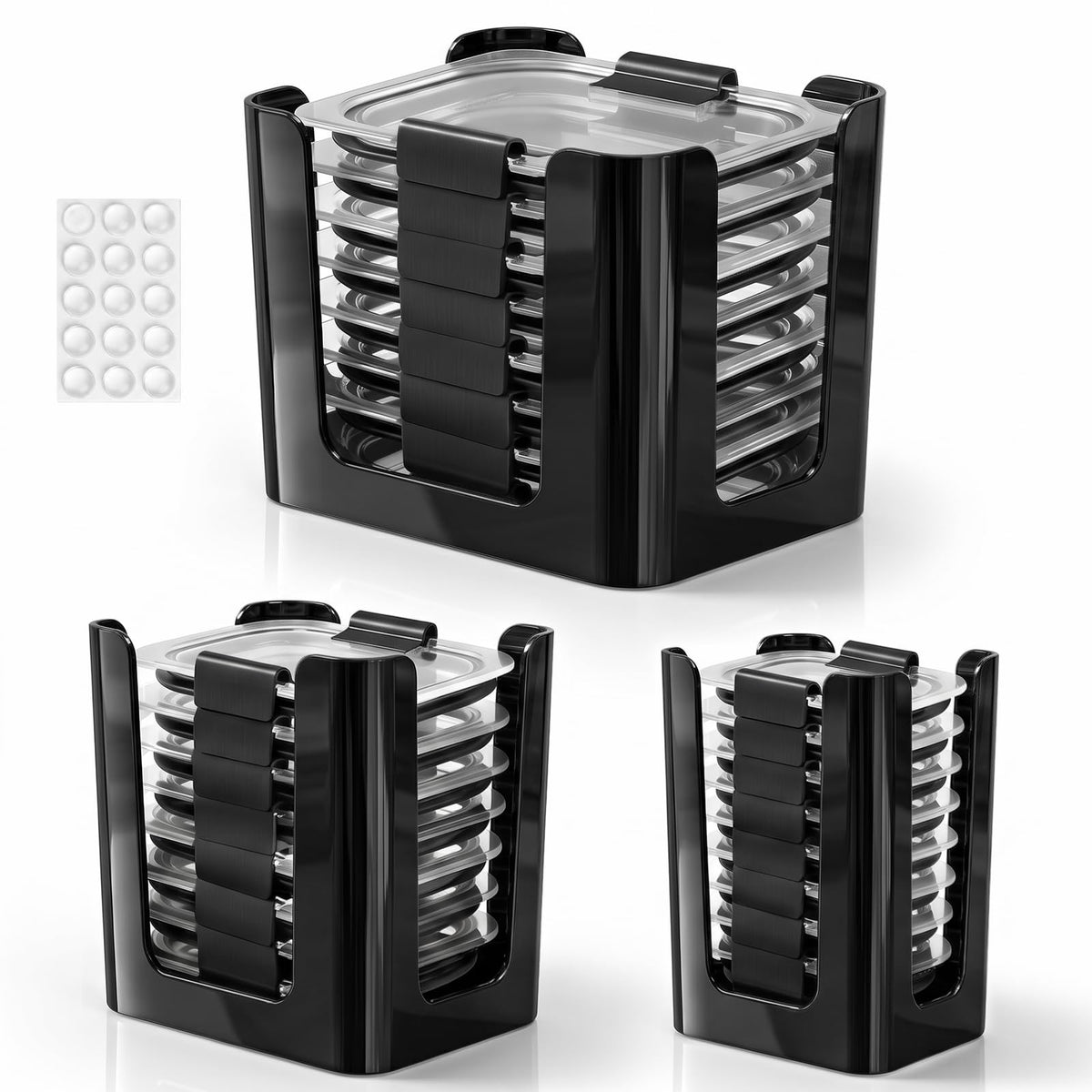 3 PCS Lid Organizer for Rubbermaid Brilliance Snap-On Lids Black - Image 1