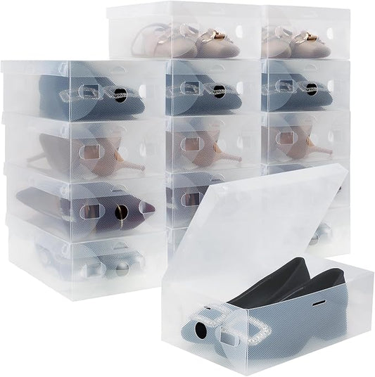 kilofly 15 Kids Women Smart Storage Containers Foldable Clear Shoe Box Set