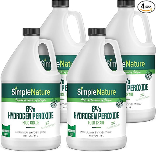6% Food Grade Hydrogen Peroxide Solution - 4 Gallons - Ecofriendly Multipurpose Cleaner - Made in USA - Ideal for Commercial, Residential, Kitchen, Bath, Laundry, and More