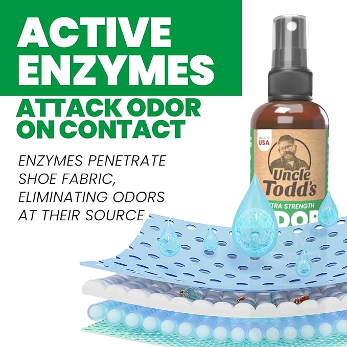 Uncle Todd's Shoe Deodorizer Spray - Proven & Powerful Enzyme Formula Spray for Shoe Odor Elimination in All Footwear (Mountain Fresh)