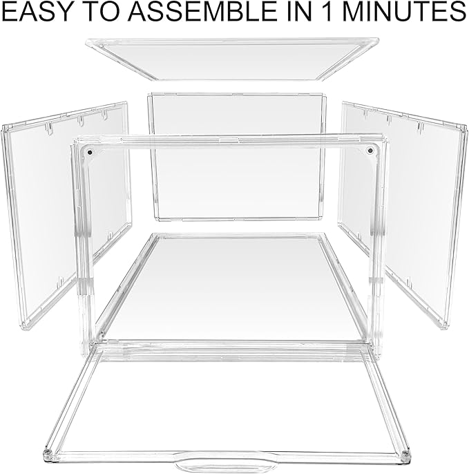 Size 12 Clear Shoe Boxes with Acrylic Magnetic Front Door Plastic Stackable Shoe Organier for Sneaker & Boots Collection, Space-Saving Shoe Storage for Closet Entryway, Bedroom