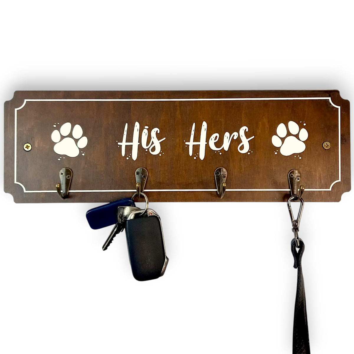 Wall Mounted His Hers and Paws Leash and Key Holder - Dog - Image 1