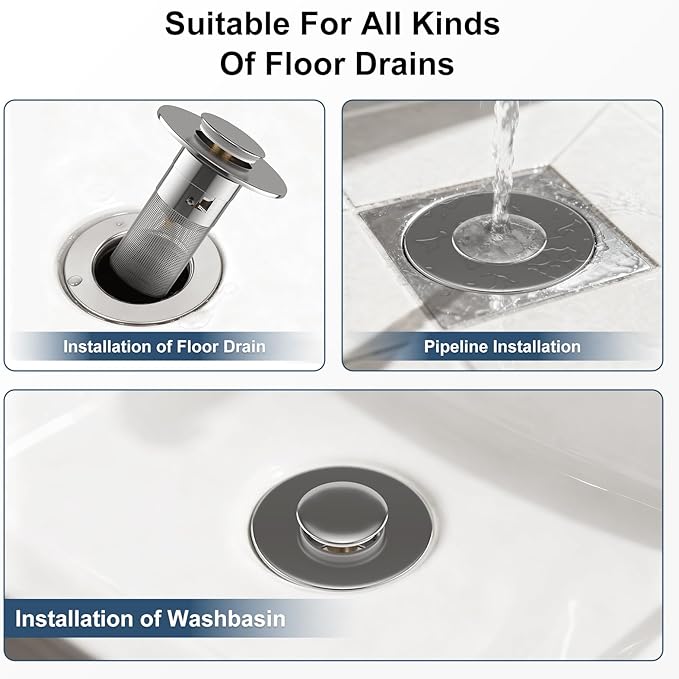Click Clack Bathroom Sink Drain Stopper with 304 Stainless Steel Filter Basket, Detachable Design, Brass Bounce Setting, Fits Inner Diameters 1.10-1.25 in (28-32mm) (1PCS)