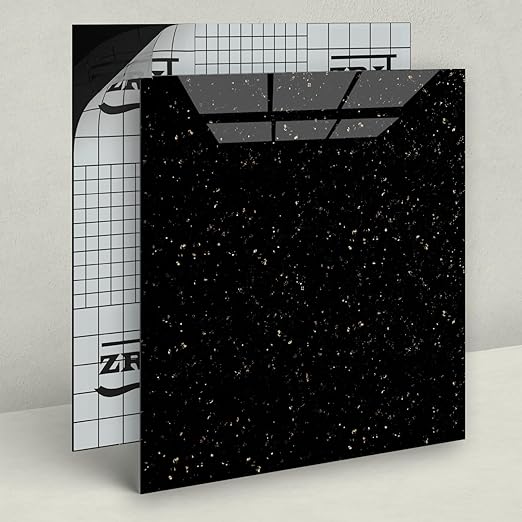 20-Pack 20 Sq.Ft Peel and Stick Floor Tiles Vinyl Glossy Pattern Flooring, 12” x 12” Self Adhesive Vinyl Flooring DIY for Kitchen, Bathroom, Laundry, Polish Black Galaxy Marble