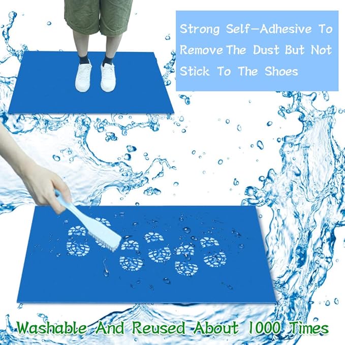 Sticky Mat, Reusable Adhesive Tacky Mat Floor Pad - Removes Dust, Dirt & Small Debris Sticky Floor Mat for Home Cleanroom Lab Hospital Construction Pets (23.6" x 35.5", Blue)