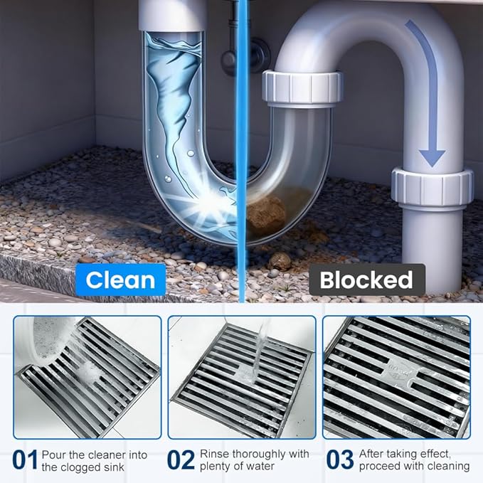 Sink and Drain Cleaner, Multi-functional Pipeline Dredging Agent, Sink Drain Cleaning Powder for Kitchen,Bathroom,Toilet,Pipe Maintenance (5)