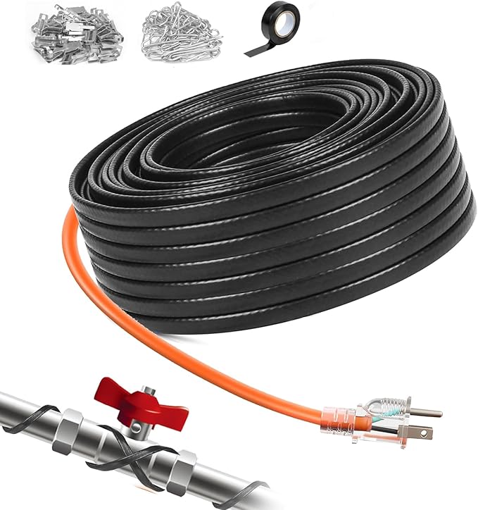 140FT Heat Tape for Water Pipes Roof & Gutter Snow De-Icing Heat Cable 140 feet 5 Watts Per Foot, Water Line Heat Tape Keeps Water Flowing at -40°F 5W/FT, 120V (140FT)