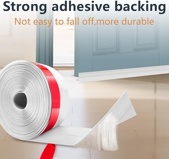 【2026 New Upgrade】 Wide Silicone Weather Stripping Door Seal with Strong Adhesive 2" x 20 ft, Draft Stopper for Garage, Shower & Sliding Doors - Gap & Under Door Protection, Transparent