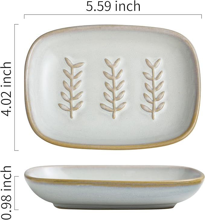Soap Dish Bar Cleaner Dish for Shower and Spoon Rest for Stove Top, Beige