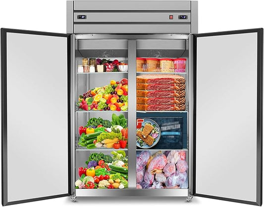Commercial Refrigerator Freezer Combo, 47"W Upright Freezer Dual Zone, 35 Cu.Ft Standup Freezer Stainless Steel, Reach-in Cooling for Kitchen, Restaurant