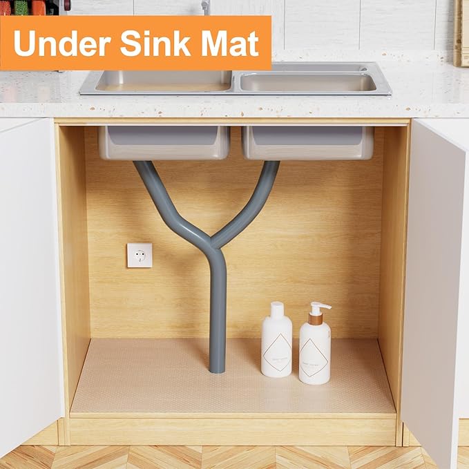 FLPMIX Clear Cabinet Shelf Liner: 23" x 300" Waterproof Kitchen Under Sink Mat - Easy to Cut Translucent Large Cupboard Drawer Liner for Pantry Shelves Bathroom