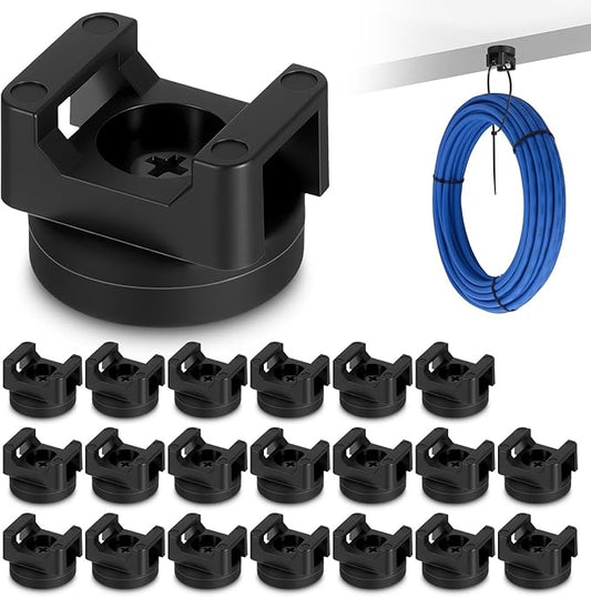 20 Pcs Magnetic Zip Tie Mount Base, Black Magnetic Cable Clip, Multipurpose Cable Ties Management Base Electrical Supplies for Wire Cables Management Bases (22 mm)