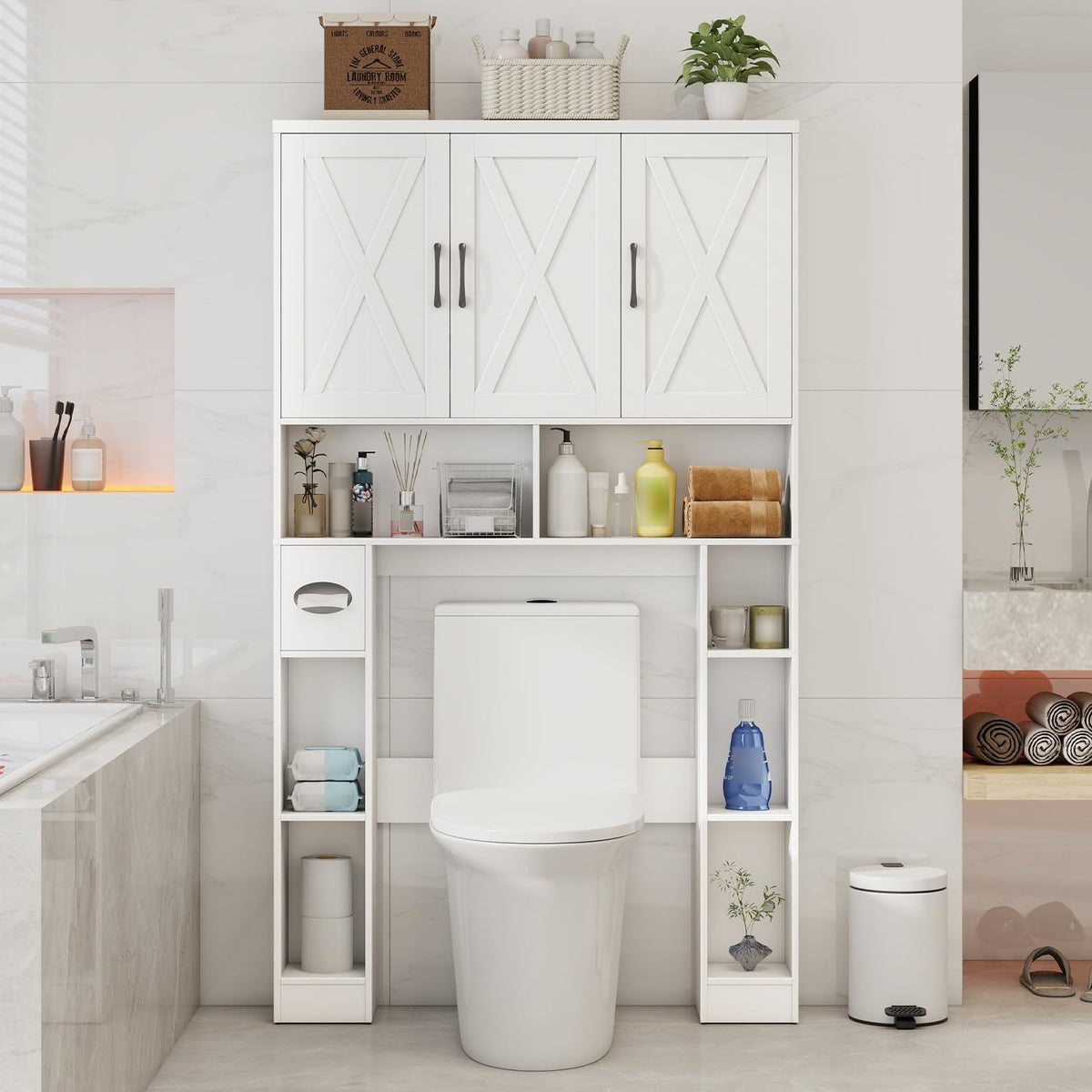 Vabches Over The Toilet Storage Cabinet with 3 Barn - Image 1