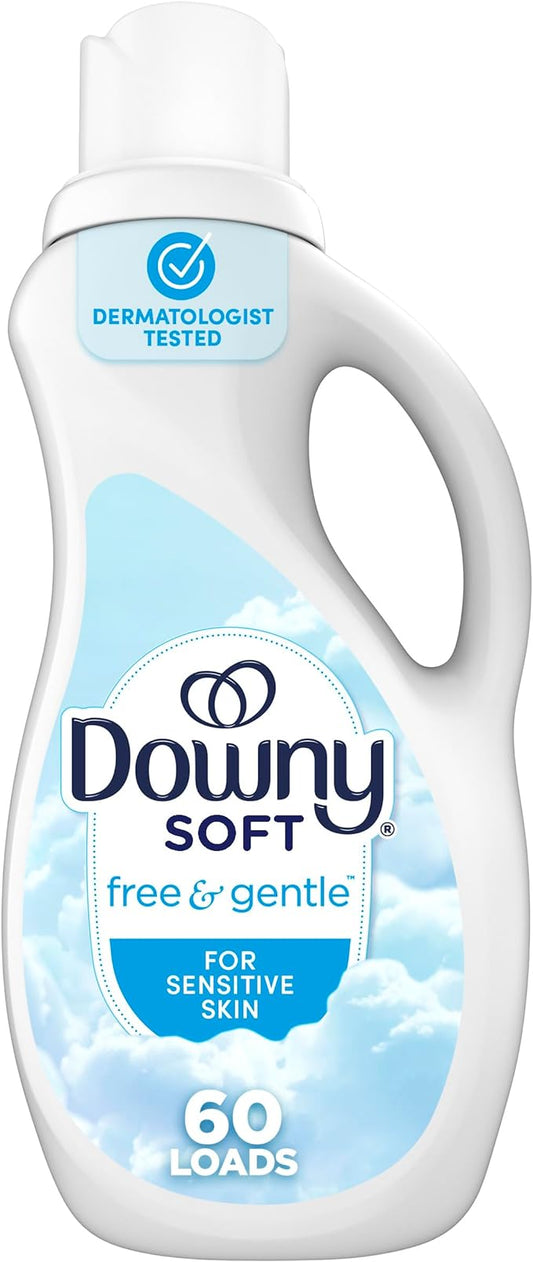 Downy Free & Gentle Liquid Fabric Softener, 44 fl oz, 60 Loads, Hypoallergenic, Sensitive Skin Friendly Fabric Conditioner Liquid