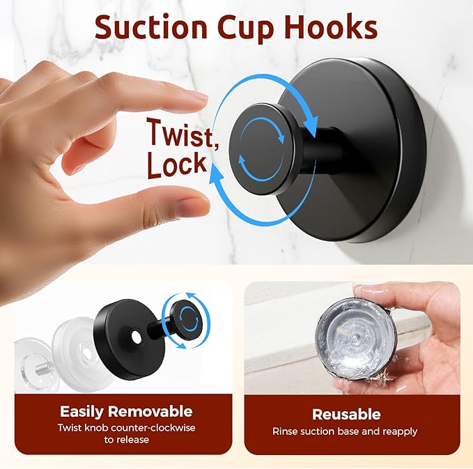 4 Packs Suction Cup Hooks for Shower, Heavy-Duty Wreath Hangers for Front Door, No Drill Glass Door Wreath Hanger Hook No Damage for Walls Bathroom Kitchen Window Mirror Tiles Towel Coat Robe Loofah