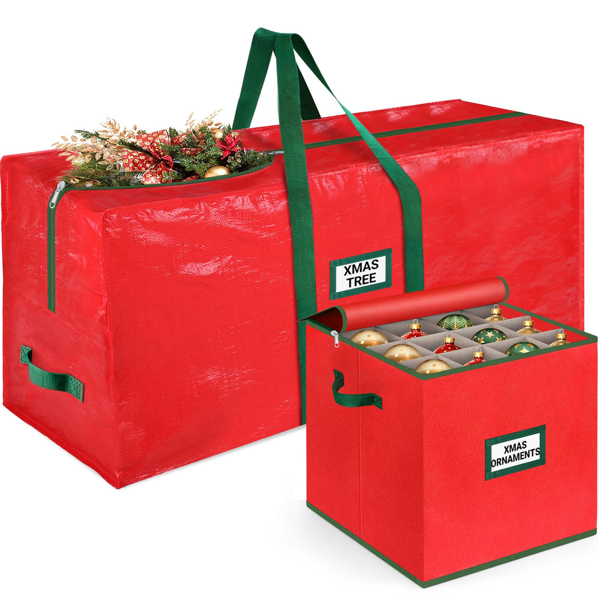 Christmas Tree Bag & Ornament Storage Box Set | Home Organization - Image 1