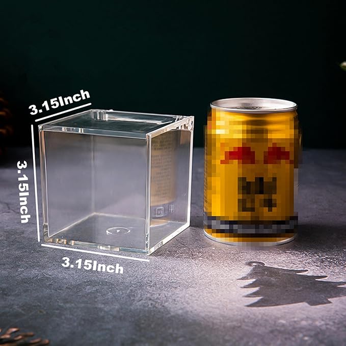 Acrylic Box with Hinge Lid, Clear Cube Display Case,Acrylic Square Container for Holding Staples, Highlighters, Adhesive Tape, Paper Clips, Stamps, Display in Office or Home