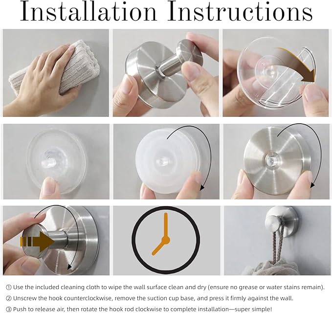 Suction Cup Hooks Removable Shower Hooks, 4Pcs Metal Towel Hooks for Bathroom Window Glass Wall Door Can Hang Various Towels Bath Towels Keychains, Gold Front Door Wreath Hanger, No-Drill Waterproof