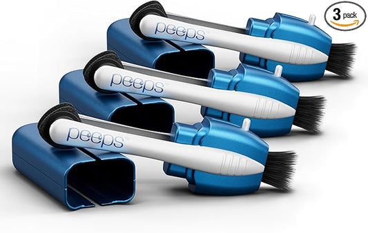 CarbonKlean Peeps Glasses Cleaner - for Eyeglasses, Reading Glasses, and More - Lens Cleaner with Carbon Microfiber Tech - Soft Touch Blue - 3 Count
