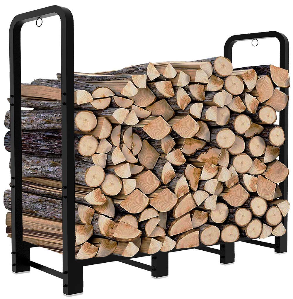 4ft Outdoor Firewood Rack, Upgraded Adjustable Heavy Duty - Image 1