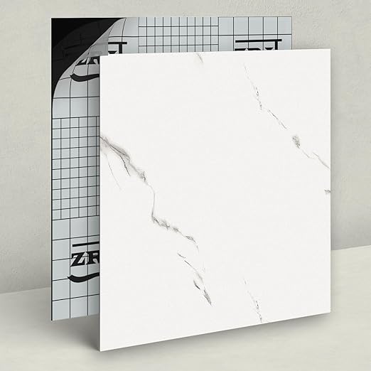 40 Pack Cover 40 Sq.Ft Peel and Stick Floor Tiles, 12” x 12” Self Adhesive Vinyl Flooring Easy DIY Installation for Kitchen, Living Room, Laundry, RV, Matte White Vein Marble
