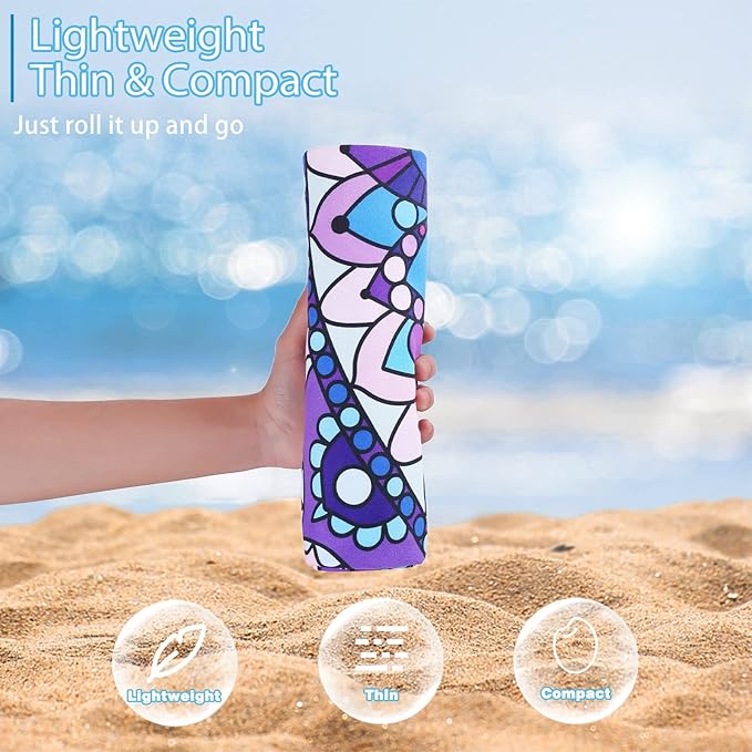 TwoYek 4 Pack Microfiber Thin Beach Towel Lightweight 71x32 Oversized Extra Large Sand Free Towels Quick Dry for Travel Pool Yoga Gym Sports Beach Accessories Vacation Essential Gift