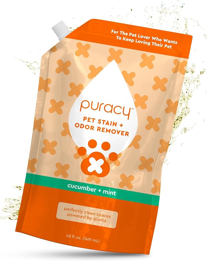 Puracy Natural Pet Stain & Odor Remover 48oz - Large Enzyme Cleaner for Dogs & Cats