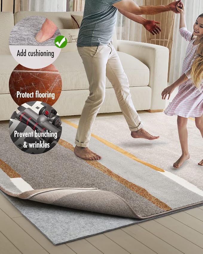 Resare Non Slip Rug Pad Gripper - 7x10 Feet 1/8" Extra Thick Felt Under Rug for Area Rugs and Hardwood Floors,Super Cushioned Non Skid Carpet Padding