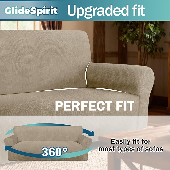 Waterproof Couch Cover, Stretch Non-Slip Oversized Sofa Slipcover with Elastic Bottom Stay-in-Place - Leakproof Furniture Protector for Kids & Pets, Washable (Oversized Sofa, Island Fossi)