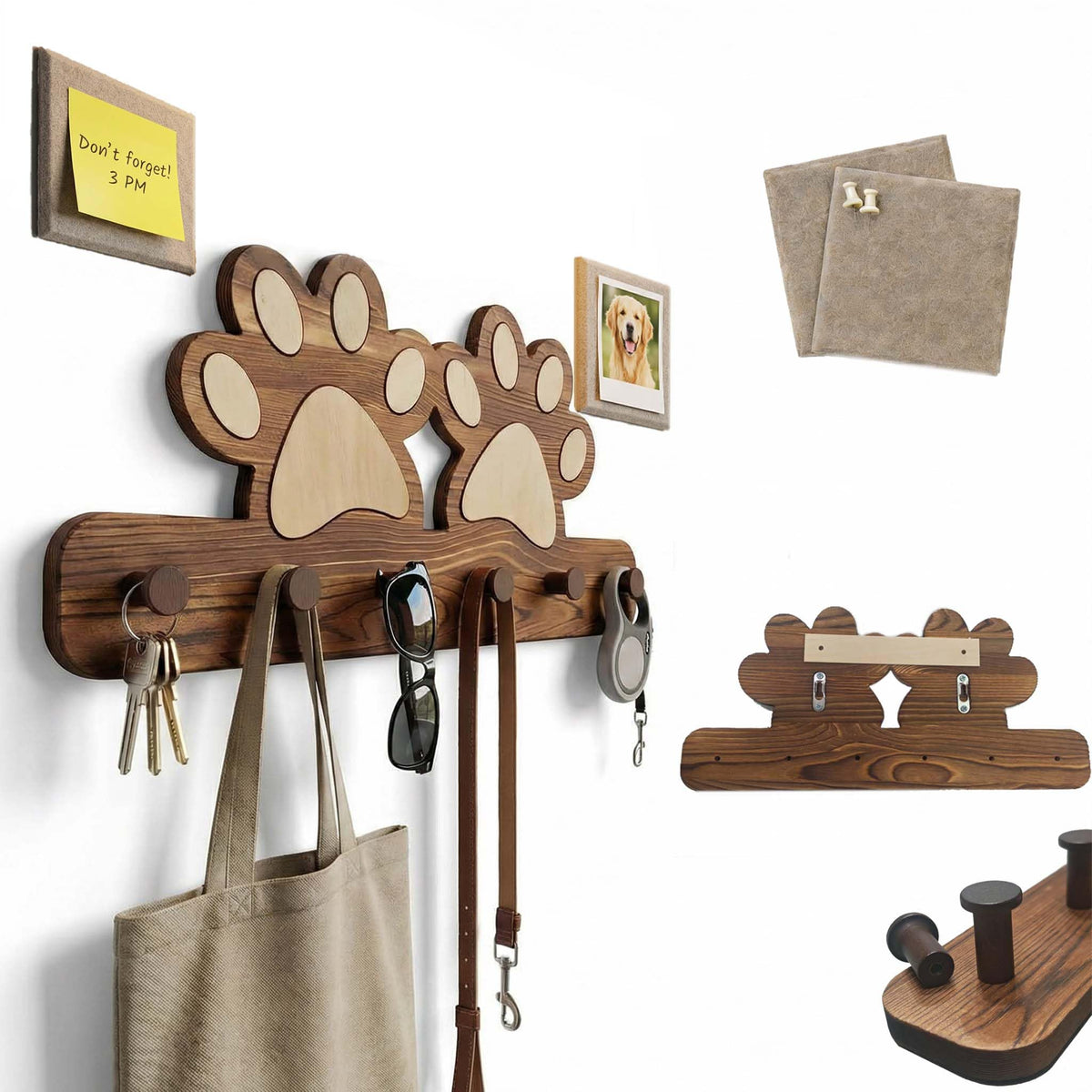 Farmhouse Dog Leash Holder for wall, Dog Accessory | Home Organization - Image 1
