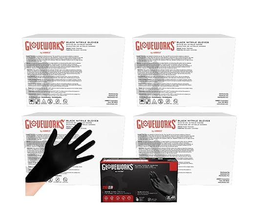 GLOVEWORKS XL Black Nitrile Gloves for Cooking, Food Prep, Disposable, 5 Mil, For Professional Cleaning, 4 Cases of 1000