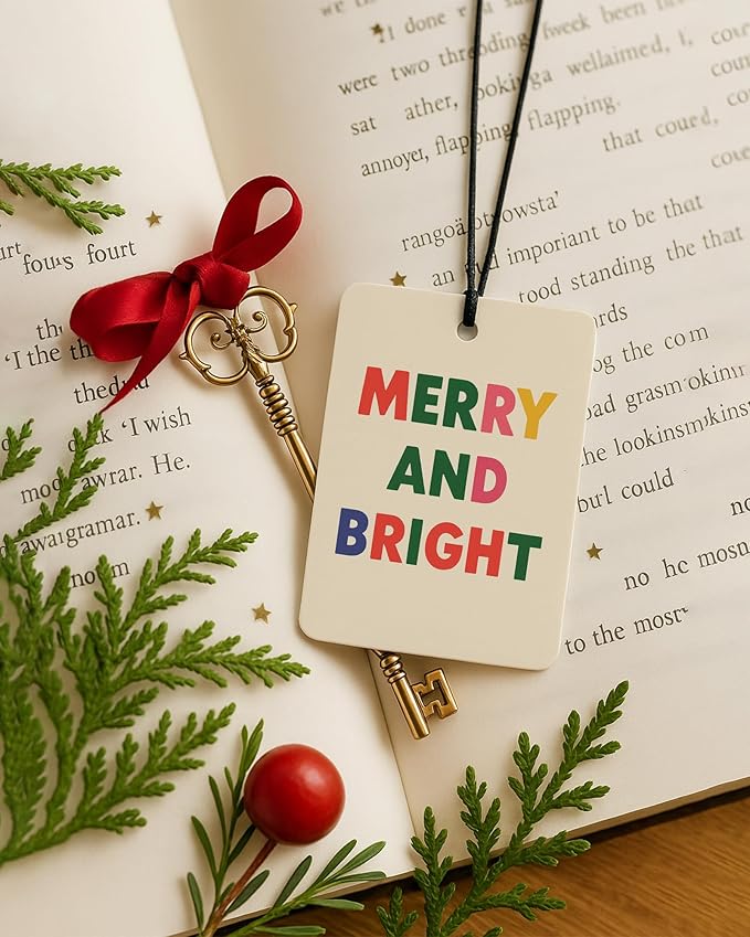 Cute Christmas Berry Car Air Freshener 4 Pcs, Merry and Bright Xmas Tree Snowflake Hanging Air Freshener for Cars Closet Drawer Books, Christmas Car Accessories Mirror Decor for Women
