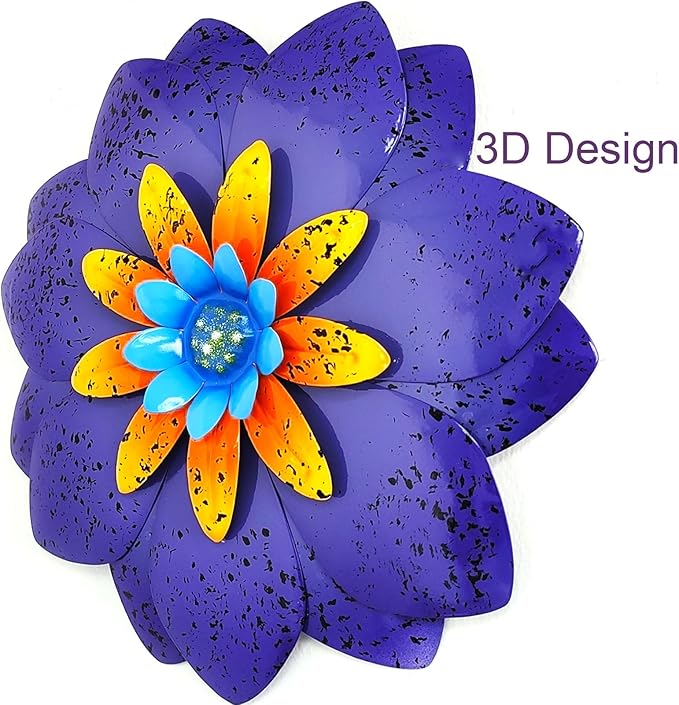 LITIALLY Metal Flower Wall Art Garden Decor, New Creative Cute Flower Decorations, Art Wall Hanging Decor, Enhance Indoor Outdoor Decor Spaces