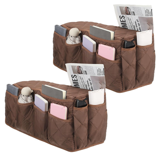 uxcell 2Pcs Recliner Armchair Caddy Couch Armrest Organizer Brown - Image 1