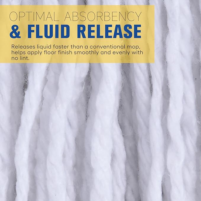Matthew Cleaning Synthetic Rayon Mop Head Replacement, Chemical Resistant 4-Ply Looped End Commercial Mops for Floor Cleaning and Finishing, 16 oz Medium, 3 Pack