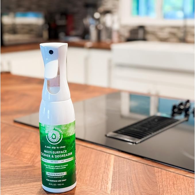 Multi-Surface Cleaner & Degreaser - Home & Kitchen degreasing, Spray for Glass, Countertops, Appliances & Floors. Eco-Friendly & Non-Toxic Cleaner & Degreaser (Peppermint)