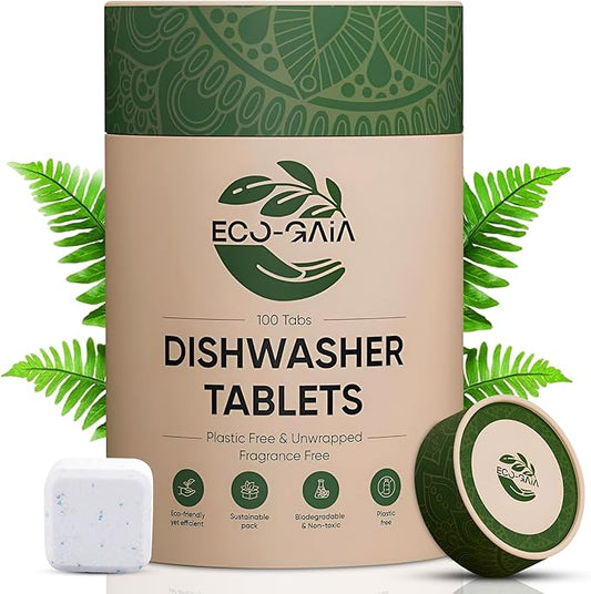 Dishwashing Detergent Tablets | All-in-one Formula Plastic Free Dishwasher Detergent pods | 100 Tabs (4 Month Supply) | Non plastic - Non wrapped - Eco Friendly Tablets