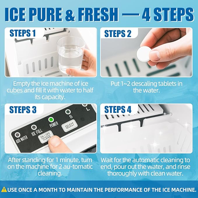 Ice Maker Cleaner Tablets, 36Pcs Nickel Safe Ice Machine Cleaner and Descaler, Works with Most Countertop, Portable and Commercial Ice Machines, Removes Hard Water and Limescale for Clear